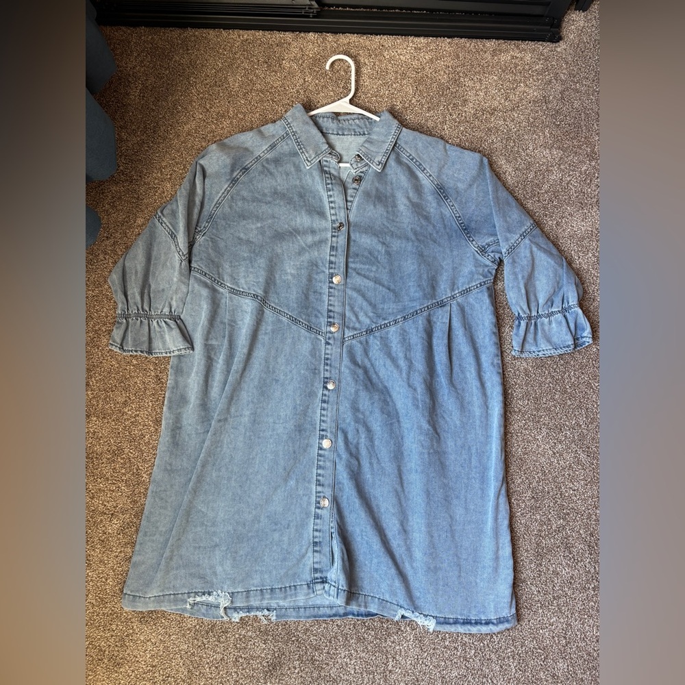 Sky Blue Button-Up Dress